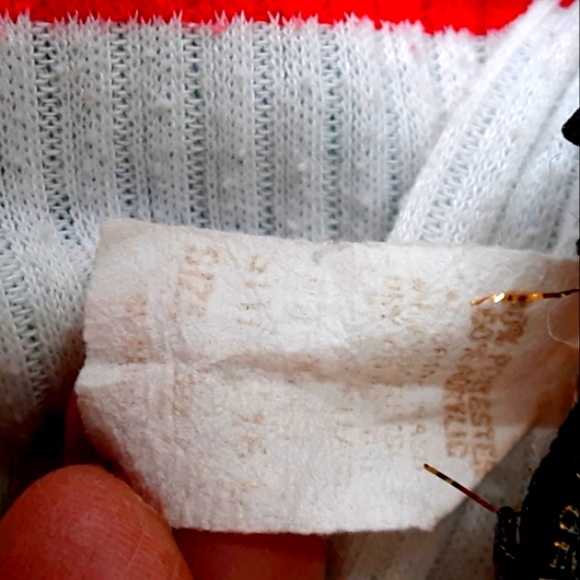 La Rose pullover 70s vintage sweater red white blue stripe dolman elbow sleeve - Picture 9 of 9